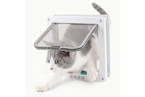 LUTAKU Porta per gatti media 19 x 20 x 5,5 cm, 4 vie con chiusura a patta per gatti, silenziosa porta per cani e animali domestici facile da installare, adatta per gatti gattini e gattini..