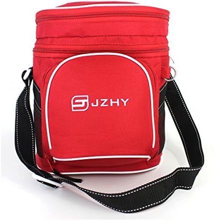 JZHY Waterproof Insulated Picnic Cooler Bag, 6-Can Capacity with Freezer Safe, Nylon Durability, Zip Closure&amp;Multi Pocket Design for Traveling Hiking Camping Lunch&amp;Picnic (Red)