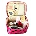 Discoball Lady Women Cosmetic Makeup Toiletry Travel Wash Bag Holder Mirror Case Organizer(Rose red + Cherry)