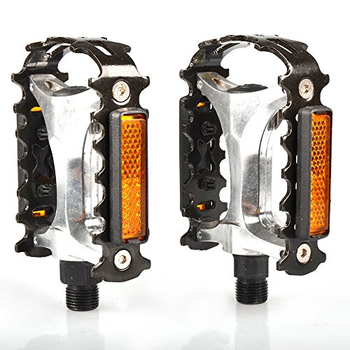 Racksoy Aluminium 1 Paar Rutschfeste Fahrrad Pedale R&L Schwarz/Silber für MTB, BMX, City & Trekking ( entspricht den meisten Erwachsenen Fahrräder Mountain Road und Hybrid-Fahrräder) - 5