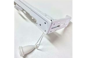 GLOBALCORPORATION Bastone Tende Americano Estensibile Bianco Bastone per Tende Americana SOFFITTO Parete Metallo Moderno Binario Tenda SCORRITENDA ALLUNGABILE Corda Regolabile (215-400 Centimetri)