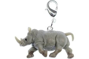 Miniblings Nashorn Charm Safari Zoo Gummi 30mm grau Nashörner Afrika - Handmade Modeschmuck I Kettenanhänger versilbert - Bettelanhänger Bettelarmband - Anhänger für Armband
