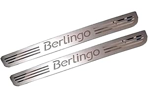 YUPACK 4 Piezas De Molduras De Umbral De Puerta Coche para Citr-oen Berlingo B9 MK2 II 2008-2019 Protector Decoración Estribos Inoxidable Bienvenidos Guardias Placa Pedal Accesorios,Silver