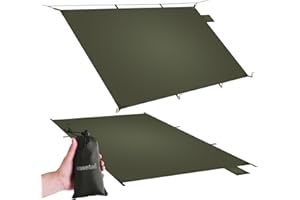 onewind Bâche de Camping Ultra légère en Nylon, Idéale pour la Randonnée, Le Camping, Vert, 250cm*140cm, Imperméable