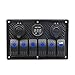 Produktbild Auto-Boot-Schalter - Kingwo Voltmeter 6 Gang Wasserdichte Auto Auto Boat Marine LED Rocker Switch Panel Circuit Breakers Mit 1 x 6 Gang Rocker Switch gedruckt Panel, 6 x Edelstahl Schraube
