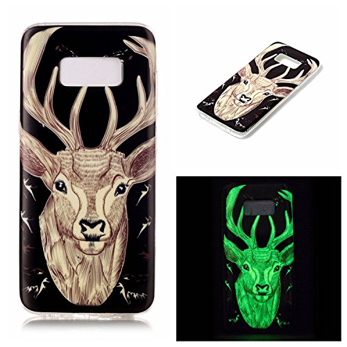 Galaxy S8 Plus Luminous Case, BONROY® Fluorescent Effect Night Glow In The Dark Transparent Ultra-Thin Soft Gel TPU Silicone Bumper Case Stylish Unique Colourful Printed Pattern Design Anti-Scratch Shock Absorption Protective Case Cover for Samsung Galaxy S8 Plus - Elk