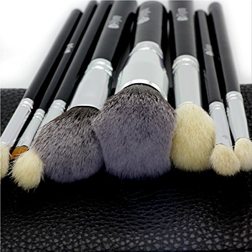 FEIYAN Make-up Pinsel Sets Natürliche Ziegenhaar Synthetische Make-up Pinsel Set Professionelle Kabuki Makeup Foundation Eyeliner Lip Powder Kosmetik Pinsel Kit mit Reißverschluss Tasche (8 Stück, Schwarz) - 4