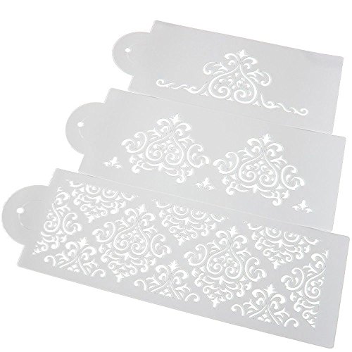 GOOTRADES 1 Set 3 Stk Plastik Kuchen Schablonen, der Werkzeug Zuckersieb Schokoladen Kuchen Form Hochzeits Dekor verziert