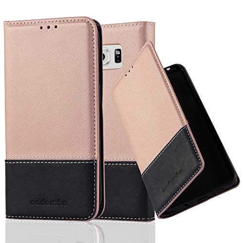 Cadorabo Funda Libro para Samsung Galaxy S6 Edge en Rosa Oro Negro - Cubierta Proteccíon con Cierre Magnético, Tarjetero y Función de Suporte - Etui Case Cover Carcasa