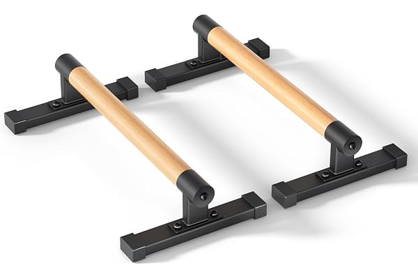 Parallettes avec Poignées Hybrides en Bois, Barres de Parallettes pour Débutants à Avancés, Barres de Fitness Solides pour Pompes, Dips et Stabilité du Core, Équipement Portable pour Salle de Sport