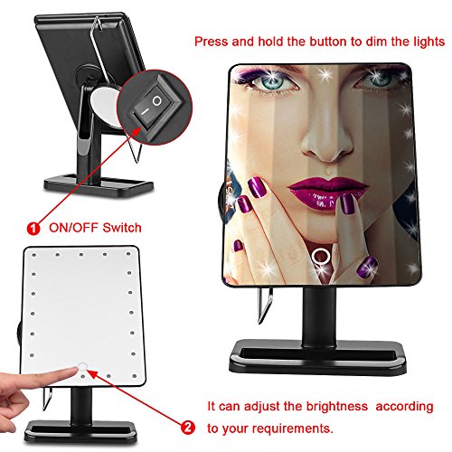 Cookey Beleuchtete Make up Spiegel Beleuchtete Eitelkeit Kosmetikspiegel mit Beweglichen 10x Vergrößerung 20 LED Ideal für Schlafzimmer Tischplatte Badezimmer Dressing Rasieren Reisen - 4