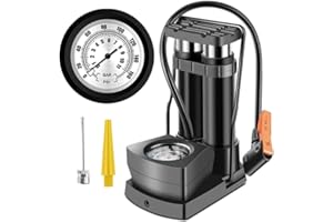 YIHUIKO Double Barrel Bike Floor Foot Pump,Portable Bicycle Air Pump Inflator Foot Pump with 140PSI Precision Pressure Gauge Tire Pumps with Presta and Schrader Valve Portable,Fits Car, Bicycle and Toys etc