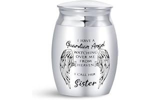 LSxAB Sister Cremation Urn for Human Ashes I Have A Guardian Angel Memorial Small Adult Funeral Share Mini Urns Keepsake