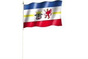 SPORTFANSHOP24 Stockflagge/Stockfahne MECKLENBURG-VORPOMMERN Flagge/Fahne ca. 30 x 45 cm mit ca. 60cm Stab/Stock