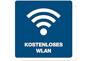 ‎STEMPEL-FABRIK 3 Stück Aufkleber "Kostenloses WLAN" mit Piktogramm – selbstklebende Hinweisschilder für Gratis WLAN – für Restaurants, Cafés, Bars, Einkaufsläden & Co geeignet (15 x 15 cm | Blau)
