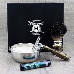 Haryali London Shaving Kit - 5pc Shaving Brush Set - Gold Antique - Shaving Set - Badger Shaving Brush - Double Edge… - Image 2