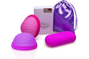 FENGQ 2 Stück Menstrual Disc, Wiederverwendbare Menstruationsscheibe, Auslaufsicher Menstruationstassen aus Silikon, für Aktive Frauen Sport, Schwimmen und Intimität（S+L）