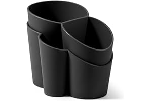 BLIMPLUS - Scolaposate Gocciolo Carbon Black 4 Scomparti Drenaggio Acqua - Organizzatore Posate Lavello - Made in Italy