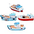 NUOBESTY Miniature Dollhouse Boat Mini Fishing Boat Model Mediterranean Decor Resin Desktop Boat Ornament Ocean Beach Micro Landscape Decoration, Random Styles 4pcs