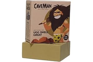SMARTER THAN A ROCK Caveman Men's Natural Soap - UGG SMELL GREAT (180g): Moisturizing, Exfoliating, & Refreshing Bar Soap with Jojoba Oil, Aloe Vera Extract and Sandalwood Essence