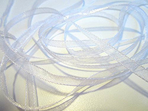 100 m Organza Chiffon 3 mm breit mit Webkante: Weiss - 2