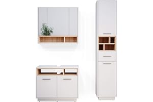 Vicco set mobili bagno Beatrice, Bianco/Sonoma, 3 parti, con colonna