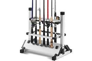 Wakects angelrutenständer boden, vertikal angelruten aluminium rutenständer, 12 Ruten feste Halterung für Angelruten,abnehmbares Design, 44,5 x 50 x 32,5 cm