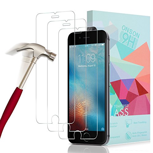 [3-Pack] Iphone/7Â Plus/6Â Plus 6S Plus, Tempered Glass Screen Protector onsonÂ® Tempered Glass Screen Protector Film Ultra Tough (0,33Â mm HD High Transparent) for Iphone/7Â Plus/6Â Plus 6S Plus