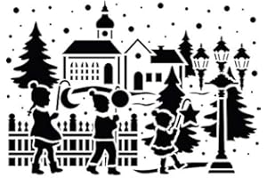 Ideen mit Herz Plantilla de plástico láser, plantillas para ventanas, DIN A4, Navidad e invierno, ideal para decoración de paredes, textiles, papel, imágenes de ventanas (niños de lateras)