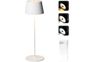 MU LIN Lampada Lampada da Tavolo Ricaricabile e Senza Fili con Controllo Touch, Utilizzabile anche come Lampada da Esterni, Dimmer, 2200-3000 K, Altezza 35 cm, Colore Bianco per ristorante e Casa