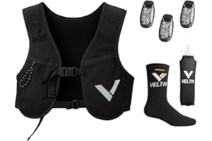 VELTIK Gilet d’hydratation Running Homme et Femme avec LED, Chaussettes de Compression et Bouteille 500ml – Gilet de Course léger – Sac d’hydratation idéal pour Marathon, vélo, Running