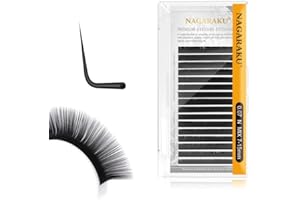 NAGARAKU Przedłużanie Rzęs Pojedyncze Rzęsy 0.07mm N curl 7-15mm Taca Mieszana Klasyczna Matowa Czerń Miękka Naturalna Sztuczna Norka 16 Rzędów