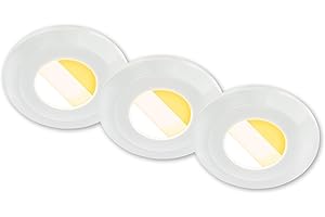 BRILONER - Set di 3 faretti da incasso per bagno a LED 230V Alloggiamento 50% riciclato, cambio temperatura colore, IP44, Ra90, LED spot, piatto, 68mm, 90x30mm (DxH), Bianco