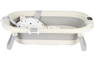 HUOLE Faltbare Babybadewanne mit rutschfestem Kissen – Tragbares Design für Zuhause und Reisen – Babybadewanne – Faltbare Badewanne BB leicht zu reinigen-A-43 x 71 x 18,5 cm (grau)