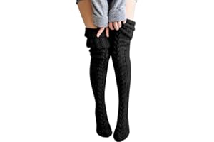 FGFD&OU Damskie pończochy z dzianiny, grube ciepłe skarpety do kolan, grube skarpety zimowe, skarpety termiczne, długie skarpety bożonarodzeniowe, przytulne skarpety dla kobiet