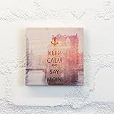 Hamburg auf Holz - KEEP CALM and SAY MOIN *Wasserschloss* - 10x10 cm - Holzbild, Wandbild, Landhausstil, Shabby Chic, Vintage, Bilder, Motive, Hamburg, Geschenkidee, Souvenir, Deko