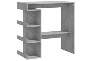 vidaXL Tavolo Bar con Ripiani Grigio Cemento 100x50x101,5cm Truciolato