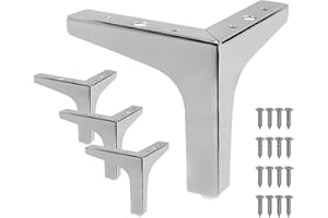 Cjueiom 15cm / 6 Inch Furniture Legs Chrome Sofa Legs Set of 4, Modern Table Legs Metal Triangle Furniture Feet, Sofa Foot Couch Legs Replacement for Cabinet Cupboard Chair Ottoman