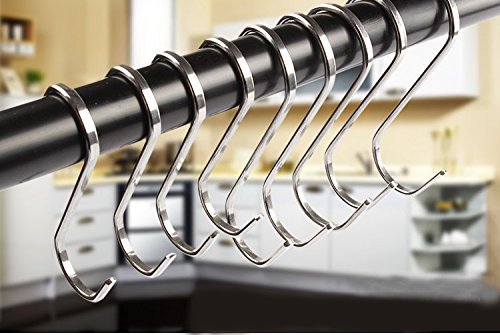 ilauke 10 S-Haken Edelstahl Küchenhaken Haken Besteckhalter 18/8 Rostfrei S Form Hängehaken für Küche BBQ Backen und viele weitere Möglichkeit (10 S-Haken) - 5