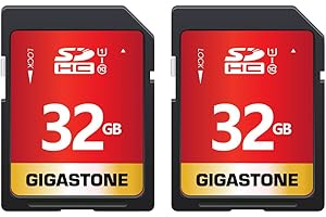 Gigastone 32GB 2-Pack SD Card UHS-I U1 Class 10 SDHC Memory Card High-Speed Full HD Video Canon Nikon Sony Pentax Kodak Olympus Panasonic Digital Camera, with 2 Mini Cases