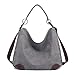 Produktbild Huttoly Canvas Handtasche Damen Canvas Tasche Umhägetasche Schultertasche Crossbody Bag Tasche Shopper Beuteltasche, Grau