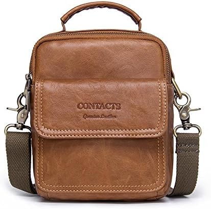 idjnxjslok Genuine Cow Leather Men Bag Small Handbags Male Messenger Bag Man Crossbody Shoulder Bag Men's Travel Bags,brown