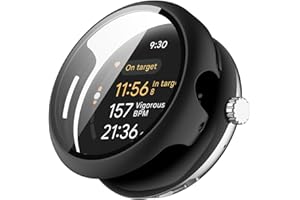BYISYUE Etui do Google Pixel Watch 3 45 mm, twarda osłona ekranu PC ze szkłem, odporna na zarysowania, przeciwpyłowa, ochronna osłona do Google Pixel Watch 3 45 mm