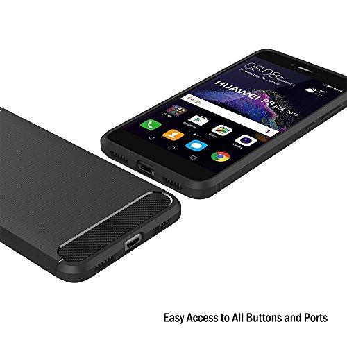 iVoler Funda Huawei P8 Lite 2017  Negro S  per TPU Silicona Carcasa Fundas Protectora con Shock- Absorci  n y Dise  o de Fibra de Carbon Para Huawei P8 Lite 2017