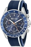 So & Co New York Monticello Men's Quartz Watch with Blue Dial Analogue Display and Blue Rubber Strap 5010R.1