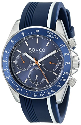 SO&CO New York Monticello Herren-Armbanduhr Analog Quarz Gummi - 5010R.1