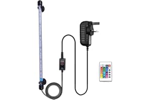 VARMHUS Submersible LED Aquarium Light, 37 cm Underwater Fish Lamp Waterproof Aquarium Lighting for Fish Tank with Remote Control (RGB Color)