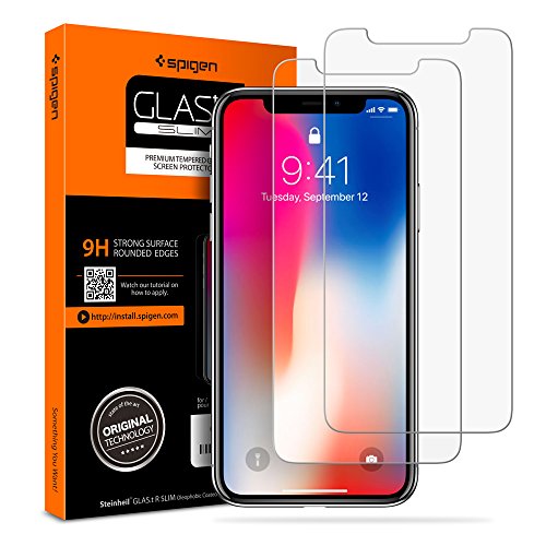 [Spigen è tornato] Pellicola Vetro temperato iPhone X, Original Ver, Pellicola Protettiva iPhone X, 2Pezzi, Face ID Compatible, Pellicola iPhone X [Anti-Graffo/Olio] (057GL22565)