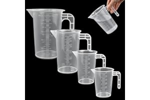 KITERI 4 Pcs Plastic Measuring Jug Set, 50ml/ 100ml/ 250ml/ 500ml Measuring Cups Cooking Baking Measuring Jug Plastic Measuring Cup with Handle Small Measuring Jug for Kitchen Measure Tool