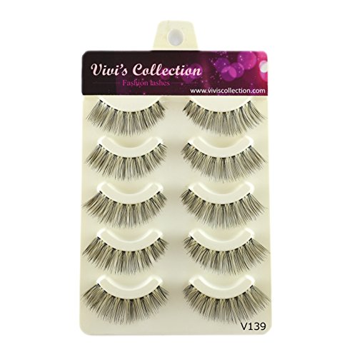 Vivi's Collection 5 Pairs V139 Natural Eyelashes Black False Eye Lashes